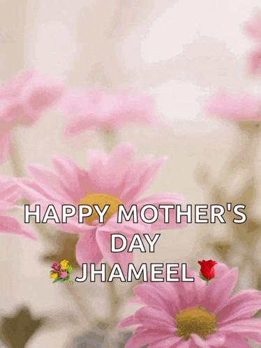 a happy mother 's day card with pink daisies