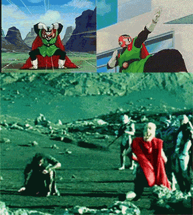 a collage of images of a man in a red robe