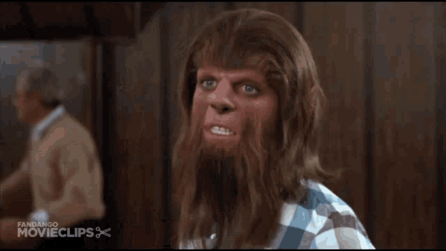 a man with a beard and a plaid shirt is in a movie clip from fandango movieclips