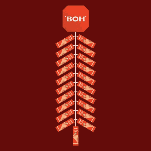 a bunch of fireworks with the word boh on top of it