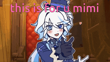 a cartoon character giving a thumbs up with the words " this is for u mimi " above her