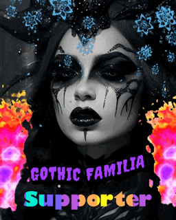 a poster of a woman with gothic familia supporter written on the bottom