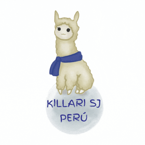 a drawing of a llama with the words killari sj peru written on it