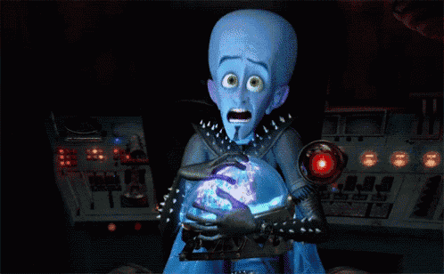 a cartoon character with green eyes is holding a glowing globe in his hands