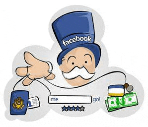 a cartoon of a man with a mustache wearing a facebook hat and a passport .