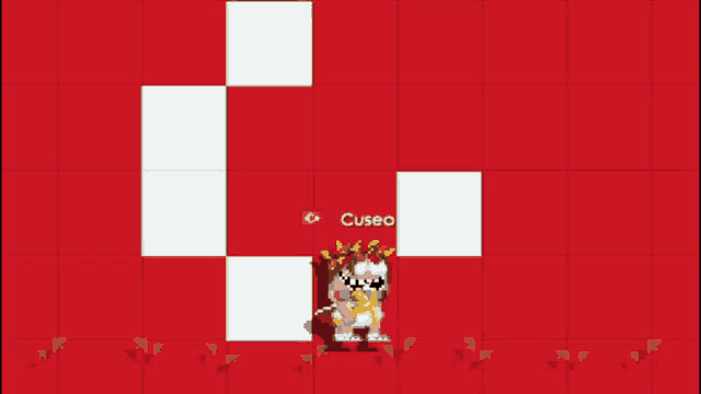 a red and white checkered background with cuseo written on the bottom right