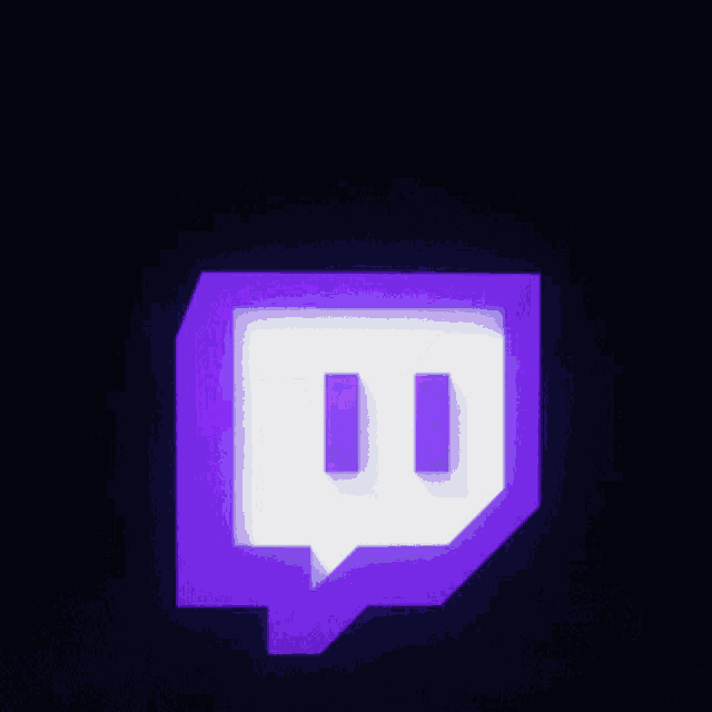 a purple and white twitch logo is lit up