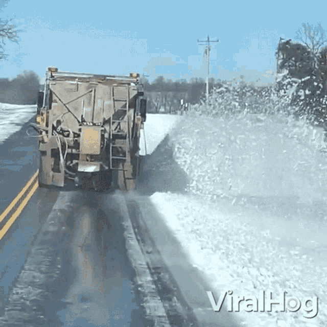 Snowplow Clearing The Roads Viralhog GIF - Snowplow Clearing The Roads Viralhog Removing Snow From Road GIFs