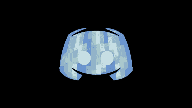 a blue circle with two white dots on a black background
