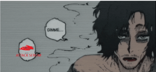 a man with a speech bubble that says gimme