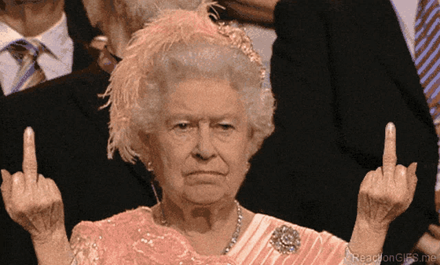 queen elizabeth ii giving the middle finger