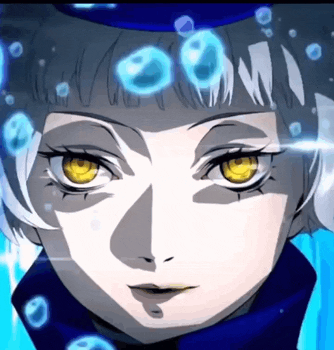 a close up of a person 's face with bubbles around her head