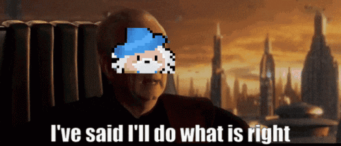 a pixelated image of a man with the words i 've said i 'll do what is right