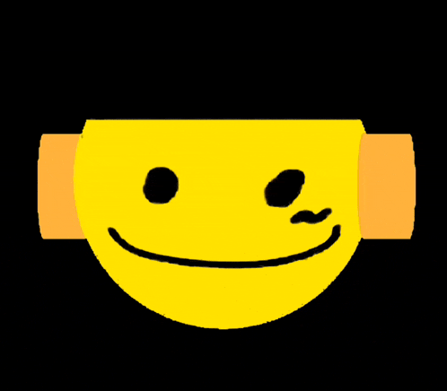 a yellow smiley face with headphones on it