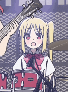 a girl playing drums and a girl playing guitar