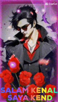 a picture of a man with red roses and the caption salam kenal saya kend