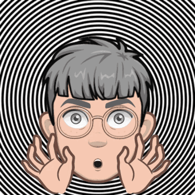 a cartoon boy with glasses and a surprised expression on his face