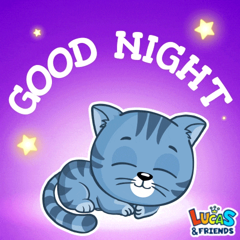 a sticker with a cat and the words " good night "