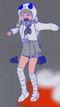a drawing of a girl wearing a hoodie and knee high socks