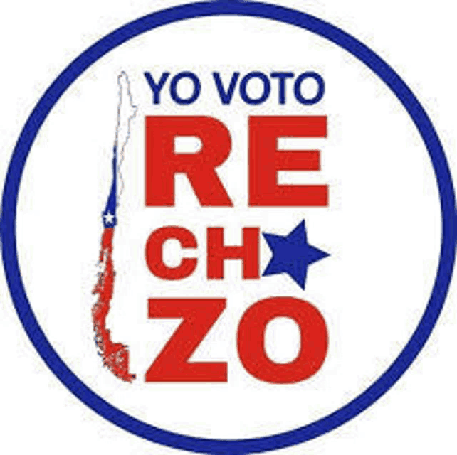 a sticker that says yo voto re ch zo in red and blue