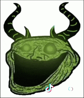 a drawing of a troll with horns and a glowing face