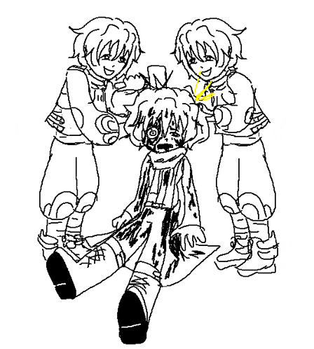 a black and white drawing of a group of people