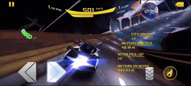 a screenshot of a video game that says meters drifted on the bottom