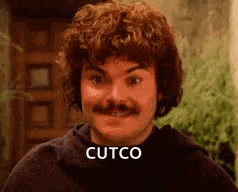 a man with curly hair and a mustache is making a face .