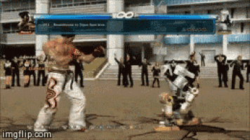 a man is fighting a robot in a video game with imgflip.com at the bottom of the screen