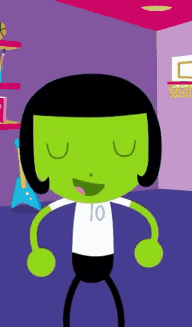 a cartoon character with the number 10 on their shirt