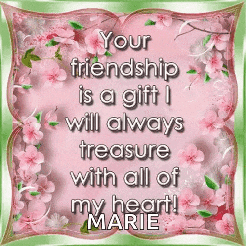 a pink and green greeting card that says your friendship is a gift