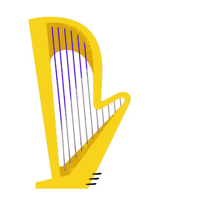 a drawing of a harp with a purple line going through it