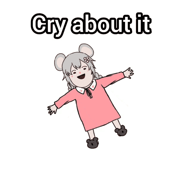 a cartoon of a little girl with the words cry about it