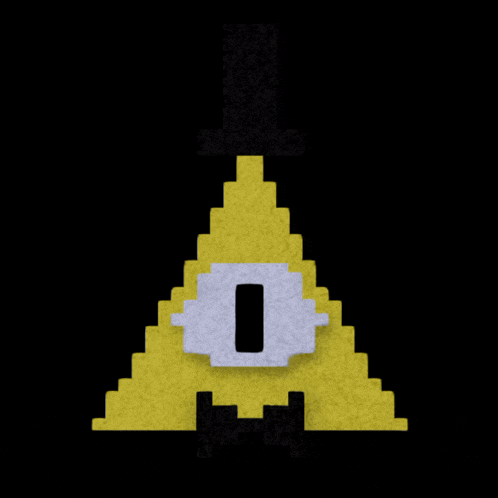 a pixel art of a pyramid with a smiley face on it