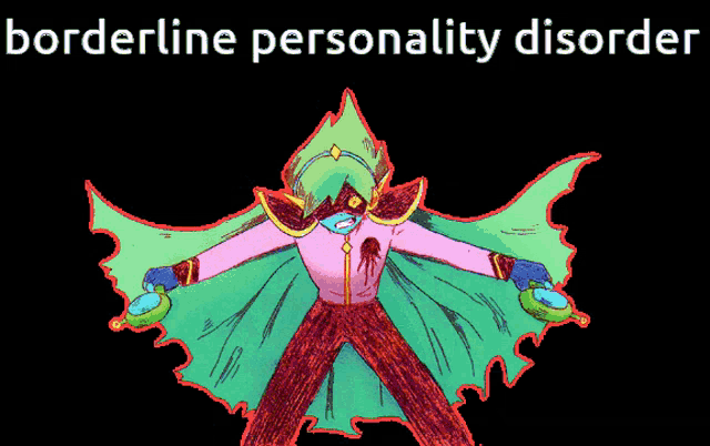 a drawing of a person with the words borderline personality disorder below them