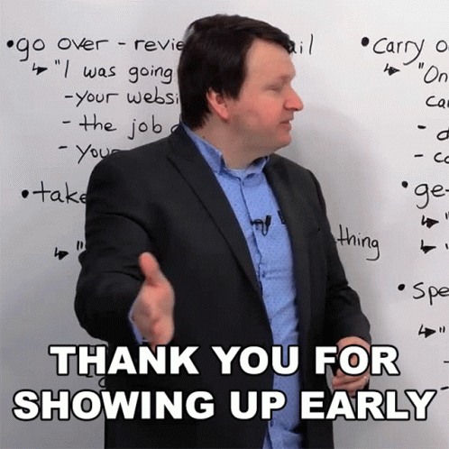 Thank You For Showing Up Early Alex GIF - Thank You For Showing Up Early Alex Learn English With Alex GIFs