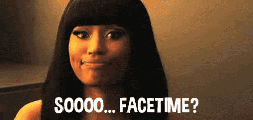a woman with long black hair is smiling and says soooo facetime .