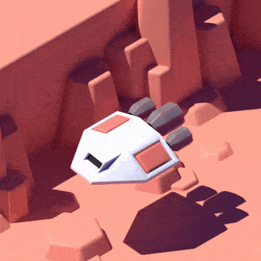 a 3d model of a space ship flying through a desert landscape