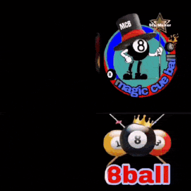 a pool ball with a crown on it and the words 8ball on the bottom