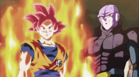 a cartoon character named goku is standing next to another character