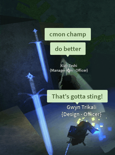 a screenshot of a video game that says " cmon champ do better " and " that 's gotta sting "