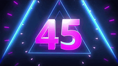 a neon countdown with the number 45 in a triangle