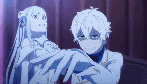 a boy and a girl are standing next to each other and the girl is holding the boy 's hand