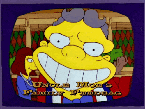 a cartoon of uncle moe 's family feedback on a television