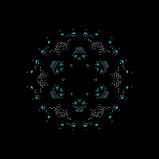 a black background with a circular pattern of dots