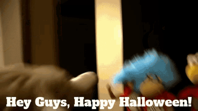 a sign that says " hey guys happy halloween "