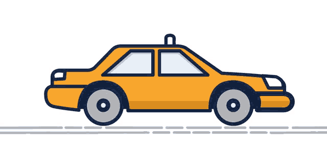 a cartoon drawing of a yellow car with a light on the top