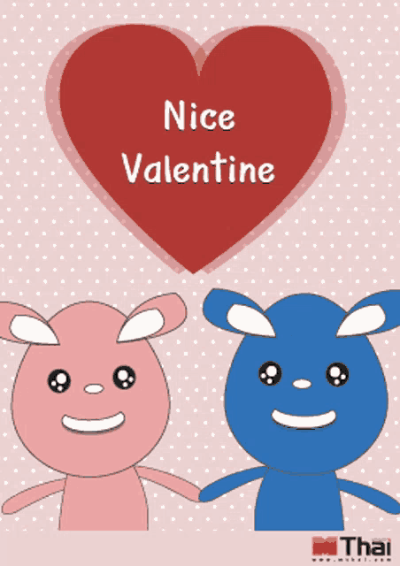 a valentine 's day card with two cartoon characters and a heart that says nice valentine