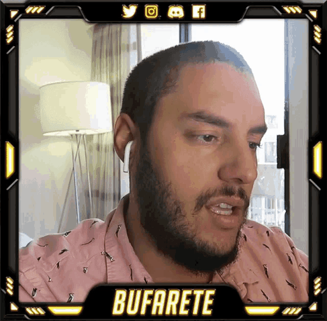 a man with a beard and the name bufarete on the top