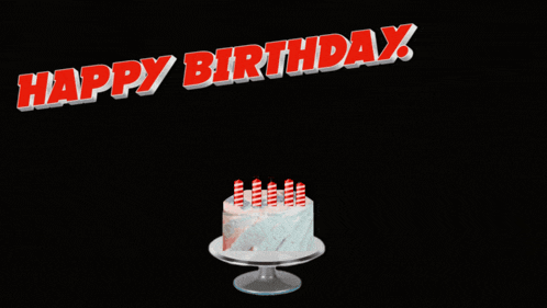 a birthday cake with red and white candles and the words happy birthday wish you many more